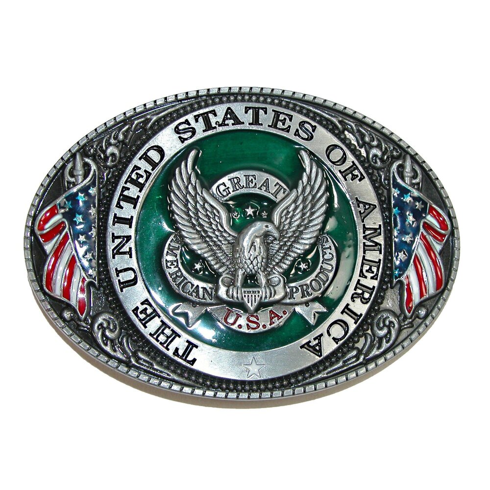 4715 USA American Eagle Belt Buckle, Silver